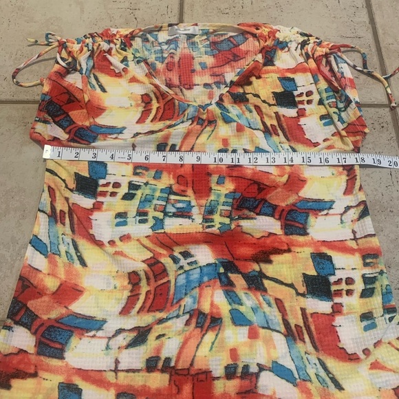 💜 Mandee Abstract Print Tie-Shoulder Blouse - Size M - Picture 5 of 6